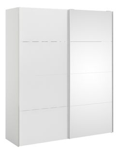 Armoire 2 portes coulissantes avec miroir ELEGANCE XL L.180 cm blanc laqué