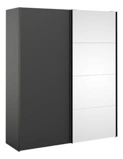 Armoire 2 portes coulissantes avec miroir ELEGANCE XL L.180 cm noir mat