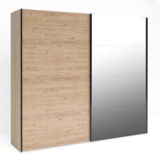 Armoire 2 portes coulissantes ELEGANCE XL L.240 cm chene / miroir