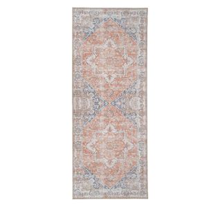 Havana Vii - Tapis De Couloir Vintage En Chenille - Couleur - Orange / Bleu, Dimensions - 80x200 Cm