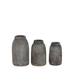 Velas - Lot De 3 Vases En Terre Cuite à Effet Vieilli - Couleur - Gris Foncé