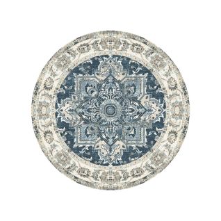 Havana V - Tapis Rond En Chenille - Couleur - Bleu, Dimensions - Ø200 Cm