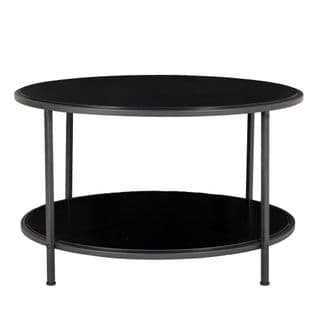 Vita - Table Basse Ronde En Bois Et Métal Ø80cm - Couleur - Noir