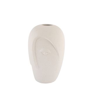 Nicoya - Vase En Céramique Avec Visage H19,5cm - Couleur - Blanc Ivoire