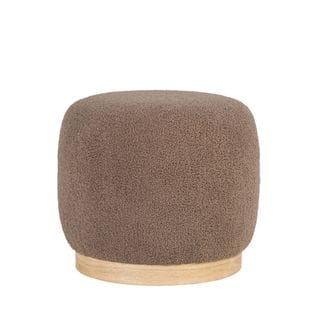 Belfort - Pouf Rond En Tissu Bouclette Ø44,5cm - Couleur - Marron