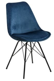 Chaise velours ERIS bleu