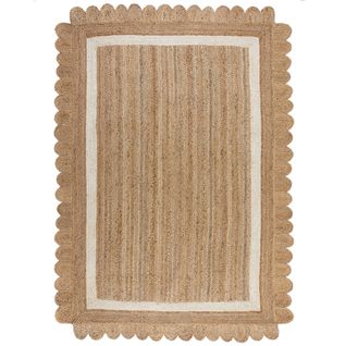 Tapis De Salon Flower Jute En Jute - Beige - 160x230 Cm