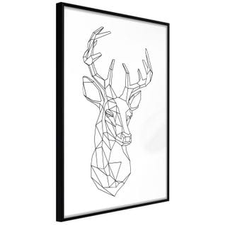 Affiche Murale Encadrée "minimalist Deer" 40 X 60 Cm Noir