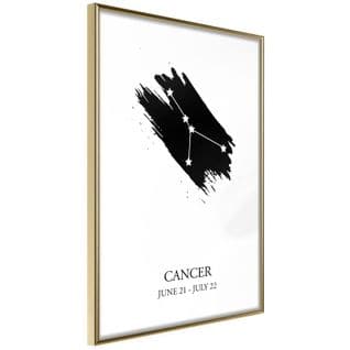 Affiche Murale Encadrée "zodiac Cancer I" 30 X 45 Cm Or