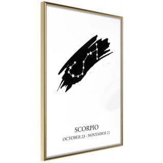 Affiche Murale Encadrée "zodiac Scorpio I" 40 X 60 Cm Or