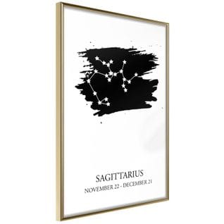 Affiche Murale Encadrée "zodiac Sagittarius I" 40 X 60 Cm Or