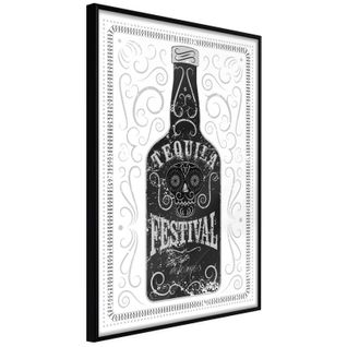 Affiche Murale Encadrée "bottle Of Tequila" 30 X 45 Cm Noir