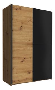 Armoire 2 portes coulissantes L.125 cm FAST imitation chêne artisan/ noir