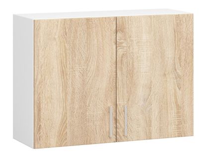 Meuble De Cuisine Haut W80 Lima Modulable Blanc 80 Cm 2 Portes Façade Chêne Sonoma 2 Étagères