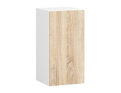 Meuble De Cuisine Haut W30 Lima Modulable Blanc 30 Cm 1 Porte Façade Chêne Sonoma 2 Étagères