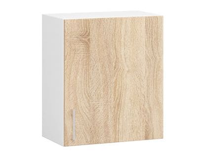 Meuble De Cuisine Haut W50 Lima Modulable Blanc 50 Cm 1 Porte Façade Chêne Sonoma 2 Étagères