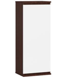 Vitrine Armoire W40 Wengé 40 Cm 1 Porte Façade Blanche 3 Étagères 40x30x99 Cm