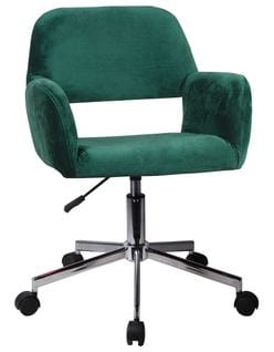 Fauteuil Pivotant à Roulettes Velour Fd22 Vert Bouteille