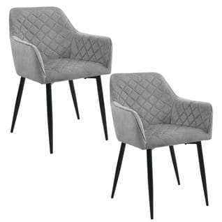 Lot De 2 Chaises Matelassées De Salle à Manger En Velours Sj.082 Noir