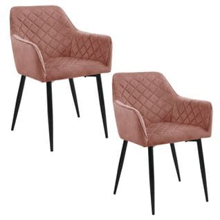 Lot De 2 Chaises Matelassées De Salle à Manger En Velours Sj.082 Rose