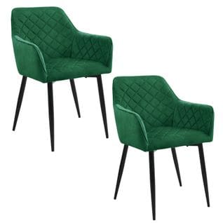 Lot De 2 Chaises Matelassées De Salle à Manger En Velours Sj.082 Vert Bouteille