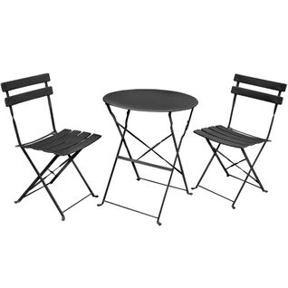 Ensemble De Meubles Orion Pour Balcon : Table Ronde et 2 Chaises En Noir Élégant