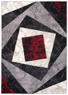 Tapis De Salon Chambre Rectangle Rouge Gris Noir Carreaux Fin Dream 160 X 230 Cm