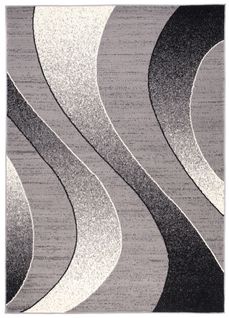 Tapis De Salon Chambre Rectangle Gris Argent Noir Vagues Fin Dream 130 X 190 Cm