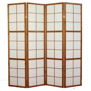 Paravent Japonais Shoji En Bois Brun De 4 Pans L176 X H175 X P2 Cm