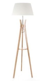 Lampadaire Table En Bambou/ Lin - Dim : H 156 X D 46 Cm