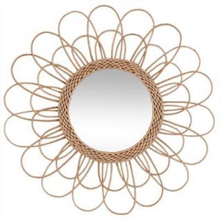 Miroir En Rotin Fleur Coloris Beige - Dim : D 56 Cm
