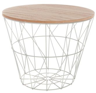 Table D'appoint Design En Mdf Et Métal Gris - Dim : D.38 X H.30,5 Cm