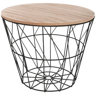 Table D'appoint Design En Mdf Et Métal Noir - Dim : D.38 X H.30,5 Cm