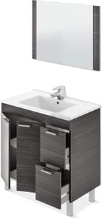 Meuble Salle De Bain Sous-vasque 80 Cm + 1 Miroir Coloris Gris Cendré.