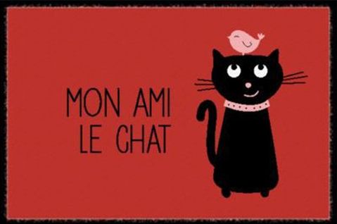 Tapis Anti-poussière "mon Ami Le Chat" En Polyamide - Dim : 40 X 60 Cm