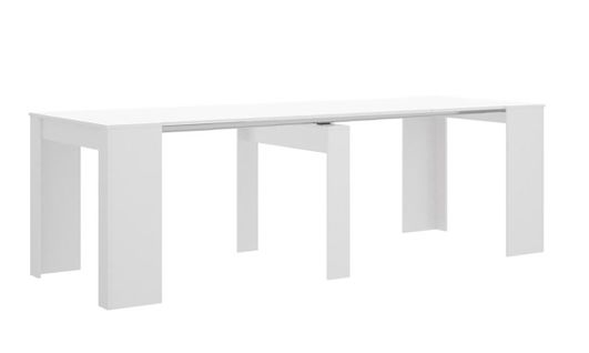 Table Console Extensible En Chêne Blanc Brillant - Longueur 54-239 X Hauteur 77 X Profondeur 90 Cm