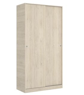 Armoire À Portes Coulissantes Coloris Naturel - Longueur 100 X Profondeur 50 X Hauteur 204 Cm