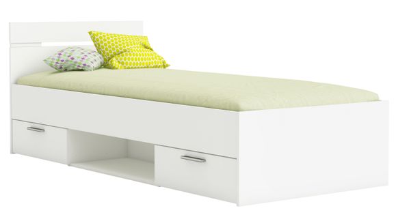 Lit Enfant Avec Rangements Coloris Blanc Mat - 94,5 X 74,2 X 204,3 Cm