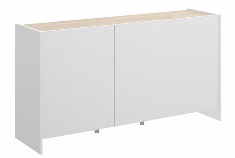 Buffet 3 Portes Coloris Blanc /naturel - Longueur 138 X Hauteur 76 X Profondeur 42 Cm