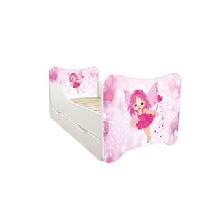 Lit Pour Enfant Modèle Fée Rose Avec Tiroir De Rangement Et Matelas - Couchage 70 X140 Cm