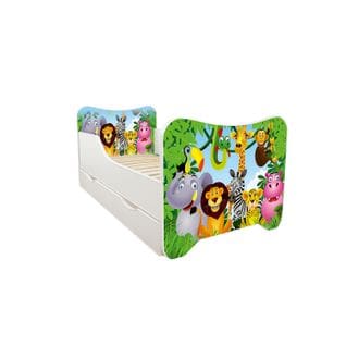 Lit Pour Enfant Modèle Madagascar Avec Tiroir De Rangement Et Matelas - Couchage 70 X140 Cm