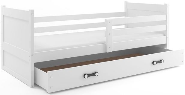 Lit Enfant Rico 190x80 Avec Matelas Sommier Et Tiroir En Blanc+blanc