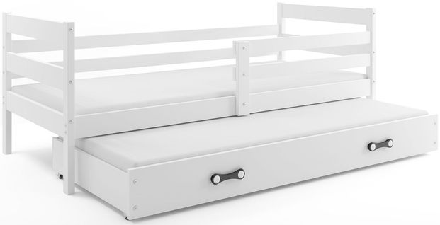 Lit Gigogne Eryk 190x80 Avec Sommiers Et Matelas En Blanc+blanc