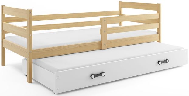 Lit Gigogne Eryk 190x80 Avec Sommiers Et Matelas En Pin+blanc