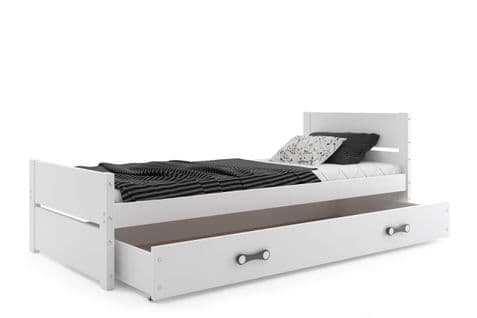 Lit Enfant Bart 90x200 Avec Matelas Sommier Et Tiroir En Blanc