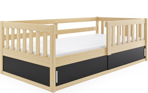 Lit Enfant Smart 80x160 Avec Sommier à Lattes Et Coffre Sous Le Lit (bois) façade interchangeable