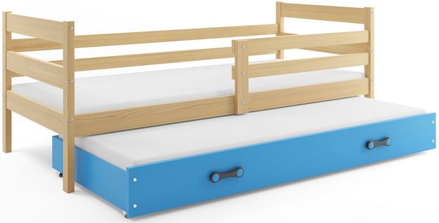 Lit Gigogne Eryk 200x90 Avec Sommiers Et Matelas En Pin+bleu