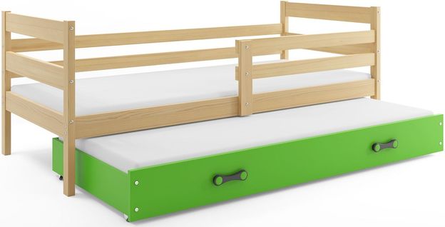 Lit Gigogne Eryk 200x90 Avec Sommiers Et Matelas En Pin+vert