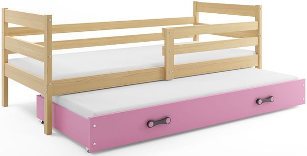 Lit Gigogne Eryk 200x90 Avec Sommiers Et Matelas En Pin+rose