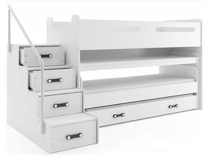 Lit Enfant Avec Bureau Max 1 Avec 3 Couchages 200x80, 190x80, 180x80 En Blanc+blanc